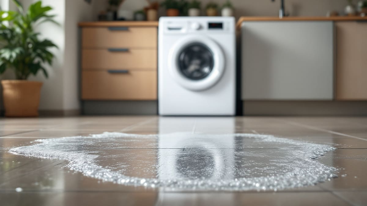Illustration : lave-linge qui fuit : d'où vient l'eau sous la machine ?